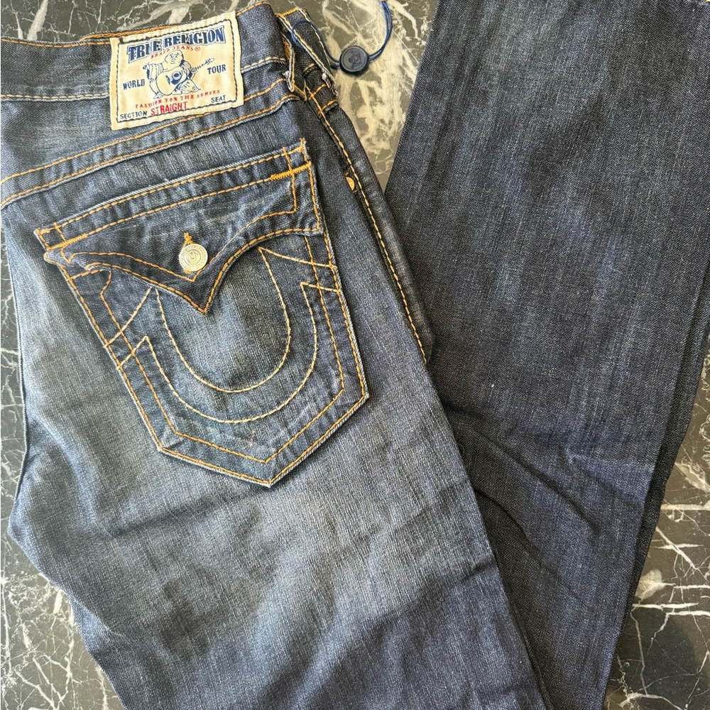 True Religion Men's Straight Jeans - Dark Blue - Picture 1 of 6